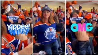 Watch 🔴 Oilers Fan Flashes Crowd 😱 She Went Way Too Far With This Ice Hockey Fan Celebration 🤣 [upl. by Adnohrahs]