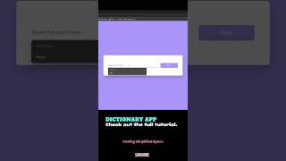 Dictionary App tutorial 👇 css html javascript project tutorial codingsimplifiedspace coding [upl. by Gwendolen]