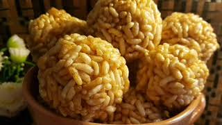 মুড়ির মোয়াBangladeshi Murir moa recipePuffed Rice LadduTraditional murir moaMurir Naru [upl. by Ymrots]