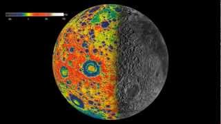 Gravity Field of the Moon overlaid with terrain map [upl. by Quintina]