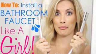 HOW TO DIY BATHROOM MAKEOVER 4  INSTALL A NEW FAUCET [upl. by Maribelle]