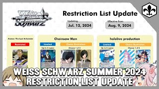 Weiss Schwarz Restriction List Updated ENG Summer 2024 [upl. by Akinor]