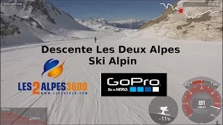 Descente complète ski alpin Les Deux Alpes  Télémétrie [upl. by Heaps617]