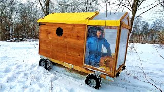 UPGRADING The Drivable Camper  Full Cabin Build  Snowy Overnight Adventure [upl. by Catima]