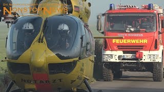 Einsatz Verkehrsunfall für die Feuerwehren in Westoverledingen  101018  log [upl. by Ynnij194]