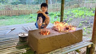 How to make a Clay Oven Building a Dream Kitchen Orphan Boy Living Off Grid  Primitive Technology [upl. by Eibob]