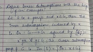 Inner automorphism with example  BSc paper maths  group theory [upl. by Therron]