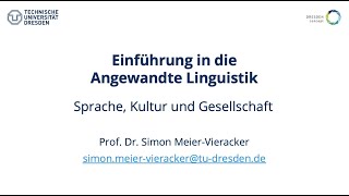 Einführung in die Angewandte Linguistik – Sprache Kultur und Gesellschaft [upl. by Iruj]