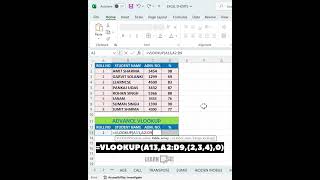 Advanced Vlookup Function in Excel LearnExcel exceltricks shorts [upl. by Law253]