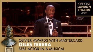 BEST ACTOR IN A MUSICAL  Giles Terera for Hamilton  Olivier Awards 2018 [upl. by Otrebtuc]