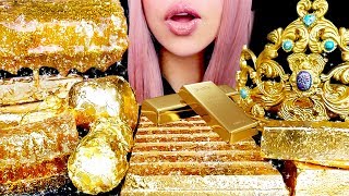 ASMR Edible Gold Crown Honeycomb Chocolate Bars  Eating Sounds [upl. by Odnomar269]