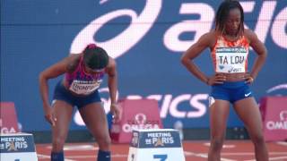 Elaine Thompson DOES WHAT SHE DOES BEST IN 100M  Paris Diamond League 2017 Nuffin Long Athletics [upl. by Assenay]