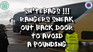 Shtebags  Rangers Sneak Out Back Door to Avoid a Pounding  Celtic 2  Rangers 1 [upl. by Alakcim526]