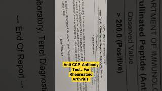 Anti CCP Antibody TestFor Rheumatoid Arthritis Dr Sai Chandra [upl. by Dawn]