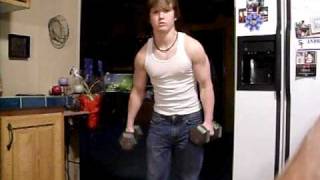 16 year old Andrew Gaulin lifting weights 3 [upl. by Yanarp]