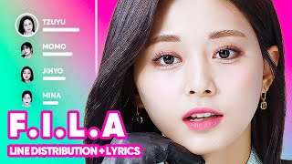 TWICE  FILA Fall In Love Again Line Distribution  Lyrics Karaoke PATREON REQUESTED [upl. by Adaner]