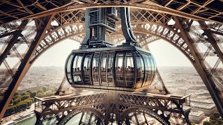 Eiffel Tower Elevator Ride to the Top  Paris France [upl. by Anahsed]