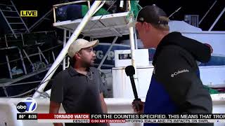 LIVE Fort Myers Beach Shrimpers Riding Out Hurricane Idalia On Their Boats [upl. by Ettenuahs]