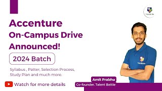 How to Prepare for Accenture Accenture OnCampus Hiring 2024 batch started  Pattern amp Syllabus [upl. by Ailina]