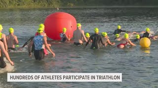 Hundreds of athletes participate in triathlon at Millennium Park [upl. by Kaufmann258]