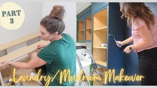 LAUNDRYMUDROOM MAKEOVER PT3 Painting cabinets amp building a bench  Home Reno Ep 19 [upl. by Eittocs]