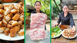 quotExtreme Crispy Pork Bellyquot Mommy Chef Sros Cook Crispy Pork belly and Eat  Cooking with Sros [upl. by Arretal]