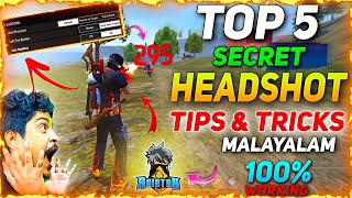 Free Fire Top 5 Secret Headshot Trick💯  100 Working Trick😱  ഇനി ആർക്കും Headshot അടിക്കാം [upl. by Spieler]