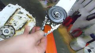 Sägekettenwechsel bei der Stihl Akku Motorsäge MSA 200C [upl. by Ynnus]