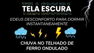 Durma Melhor Em 3 Minutos Com Chuva Forte e Tempestades Violentas à Noite  Ecrã Preto Relaxante [upl. by Oiratnom]