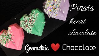 Pinata Chocolate l Geometric heart chocolate l heart chocolate l prabhas kichen [upl. by Eiralc647]