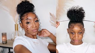 Curly bun with bangs tutorial  SUPER EASY Cennedy Elexis [upl. by Zola]