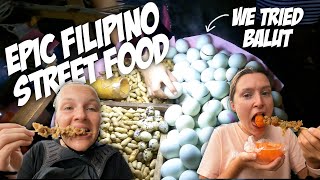 Our First Try of Filipino Street Food Manilas Epic Food Tour 🇵🇭 [upl. by Kela]