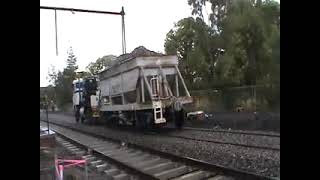 Hi Rail truck using a rail wagon on Port Melbourne Light Rail [upl. by Felisha]