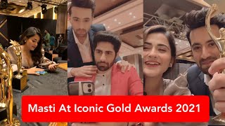 Karanvir Sharma Debattama Saha and Rrahul Sudhir Masti At Iconic Gold Awards 2021 [upl. by Voss994]