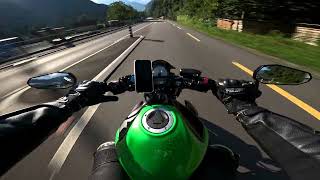 Kawasaki ER6N 2016 Last Ride in Switzerland Pass  PURE SOUND  POV [upl. by Melita]