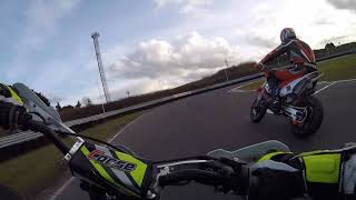 Pit Bike Supermoto Onboard Practice Clay Pigeon Raceway 160218 [upl. by Nnylekoorb145]