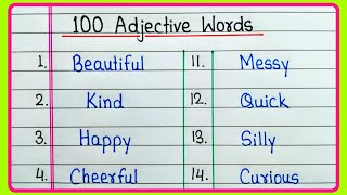 100 Adjective words in English  100 Important Adjectives in English  English Grammar [upl. by Yllil208]