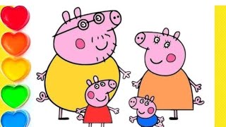 ll Peppa Pig family drawing easy ll Peppa Pig family drawing with colour ll Peppa pig drawing cute l [upl. by Notlew]