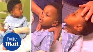 Hilarious moment stubborn boy tries to fight anesthesia before finally falling asleep [upl. by Ragde]