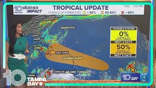 Tracking the Tropics Tropical wave in the Atlantic now has a 50 chance of development [upl. by Innej]