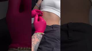 Navel Piercing using Base Laboratories Hypochlorous Acid Piercing Spray 🧬 [upl. by Garbers]