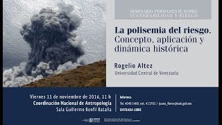 11 de noviembre de 2016 Polisemia del riesgo Concepto aplicación y dinámica histórica [upl. by Valora349]