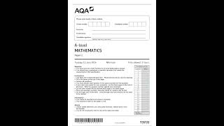 OFFICIAL JUNE 2024 AQA A LEVEL MATHEMATICS 73572 PAPER 2 MERGED QUESTION PAPER MARK SCHEME [upl. by Guendolen]