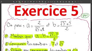 Exercice 5  ordre et opérations 3ème année collégial 3ac 3apic ثالثةإعدادي [upl. by Anitnegra501]