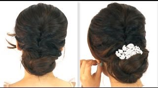 ★ 5MIN EASIEST PARTY UPDO  EVERYDAY BRAIDED BUN PROM HAIRSTYLES FOR MEDIUM LONG HAIR TUTORIAL [upl. by Ibloc873]