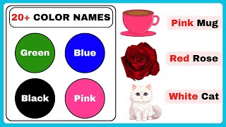 LESSON 2 20 LIST OF COLOR NAMES l COLORS IN ENGLISH I PRIMARY amp SECONDARY COLORS FOR BEGINNERS [upl. by Drahsar44]