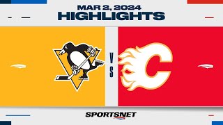 NHL Highlights  Flames vs Penguins  March 2 2024 [upl. by Tnahsin]