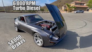 Turbo DIESEL 2JZ Datsun 240z is DONE Drives INCREDIBLE crazy torque [upl. by Kaehpos]