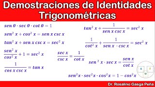 Identidades trigonométricas básicas  10 ejercicios resueltos demostraciones [upl. by Nileuqaj927]