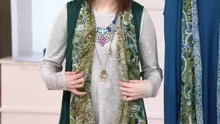 LOGO by Lori Goldstein Knit Vest with Printed Chiffon Trim on QVC [upl. by Avilo839]